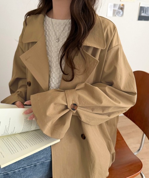 classicalelf（クラシカルエルフ）の「袖先に一さじの甘さを。キャンディスリーブ コクーンダブルジャケット（テーラードジャケット・レディース・ベージュ/ブラック/ブラウン・LARGE/MEDIUM/SMALL/X-LARGE）」の22枚目の写真