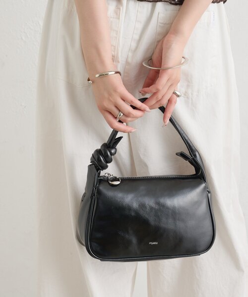 mystic(ミスティック)の「26AW 結び目ハンドルBAG(トートバッグ・レディース・ブラウン/ブラック・ONE SIZE)」の2枚目の写真
