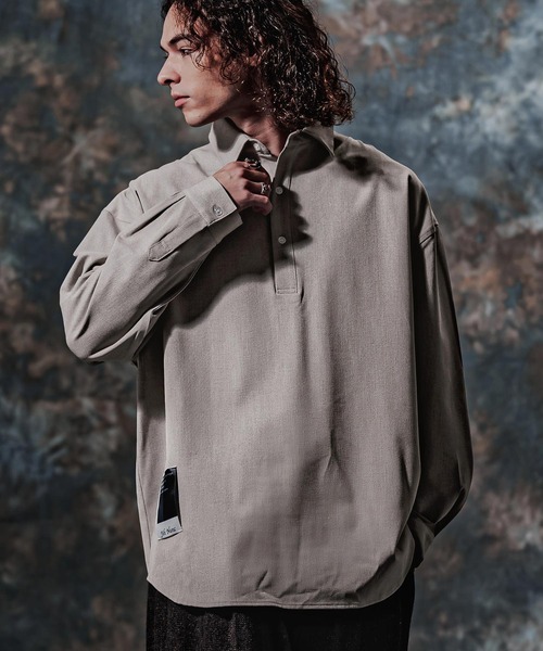 Jih Nunc(ジーヌンク)の「ms6593-カシミヤ混プルオーバーシャツ(JIH-R1234)(シャツ/ブラウス・メンズ・オフホワイト/グレイッシュベージュ/ブラック・S/L/M)」の22枚目の写真