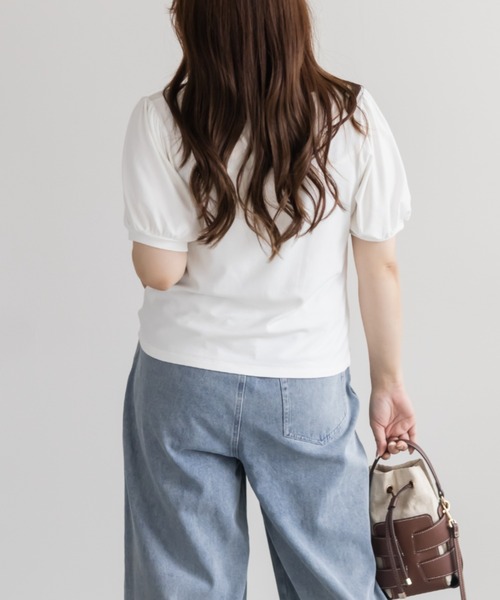 CLETTE(クレット)の「立体切替シンプルリブカットソー(Tシャツ/カットソー・レディース・ブルー/ブラック/オフホワイト/ピンク・3L/4L/LL)」の15枚目の写真