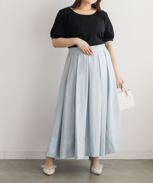 CLETTE(クレット)の「立体切替シンプルリブカットソー(Tシャツ/カットソー・レディース・ブルー/ブラック/オフホワイト/ピンク・3L/4L/LL)」の10枚目の写真