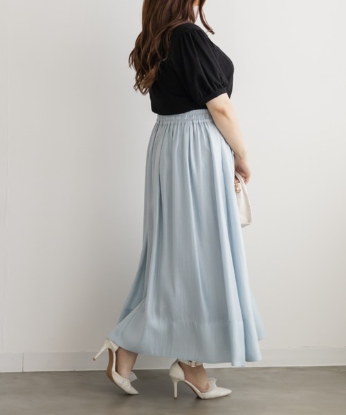 CLETTE(クレット)の「立体切替シンプルリブカットソー(Tシャツ/カットソー・レディース・ブルー/ブラック/オフホワイト/ピンク・3L/4L/LL)」の11枚目の写真