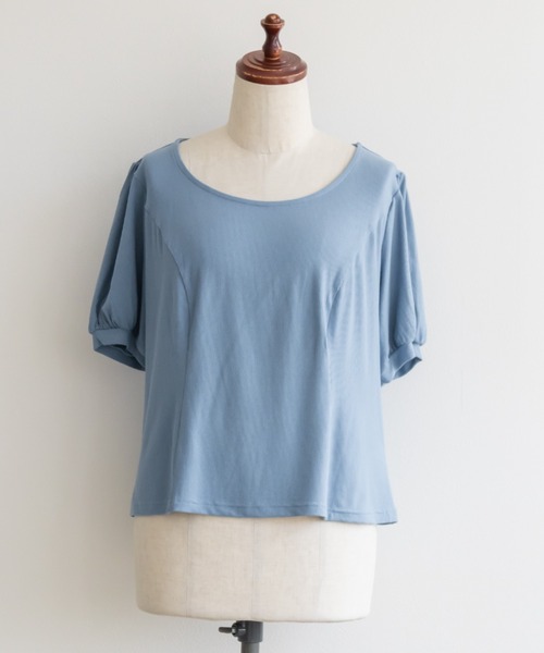CLETTE(クレット)の「立体切替シンプルリブカットソー(Tシャツ/カットソー・レディース・ブルー/ブラック/オフホワイト/ピンク・3L/4L/LL)」の16枚目の写真
