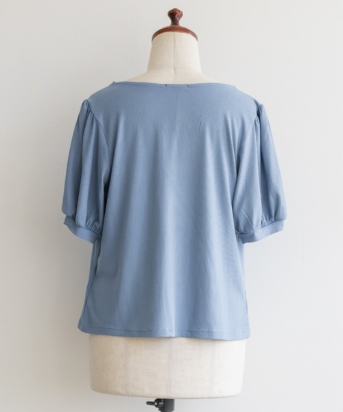 CLETTE(クレット)の「立体切替シンプルリブカットソー(Tシャツ/カットソー・レディース・ブルー/ブラック/オフホワイト/ピンク・3L/4L/LL)」の18枚目の写真