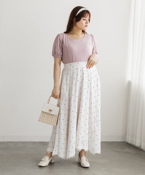 CLETTE(クレット)の「立体切替シンプルリブカットソー(Tシャツ/カットソー・レディース・ブルー/ブラック/オフホワイト/ピンク・3L/4L/LL)」の7枚目の写真