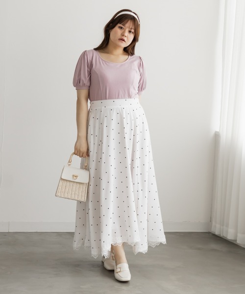 CLETTE(クレット)の「立体切替シンプルリブカットソー(Tシャツ/カットソー・レディース・ブルー/ブラック/オフホワイト/ピンク・3L/4L/LL)」の22枚目の写真