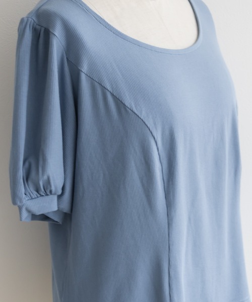 CLETTE(クレット)の「立体切替シンプルリブカットソー(Tシャツ/カットソー・レディース・ブルー/ブラック/オフホワイト/ピンク・3L/4L/LL)」の19枚目の写真