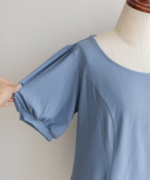 CLETTE(クレット)の「立体切替シンプルリブカットソー(Tシャツ/カットソー・レディース・ブルー/ブラック/オフホワイト/ピンク・3L/4L/LL)」の20枚目の写真