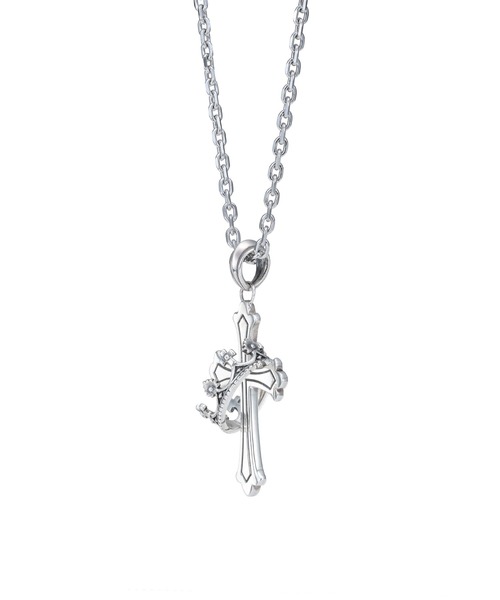 LION HEART(ライオンハート)の「“HOWL”ハイブリッドマテリアルネックレス(ハウリングクロスネックレス/S SIZE)/シルバー925&サージカルステンレス【LION HEART / ライオンハート】(ネックレス・メンズ・シルバー・50cm)」の3枚目の写真