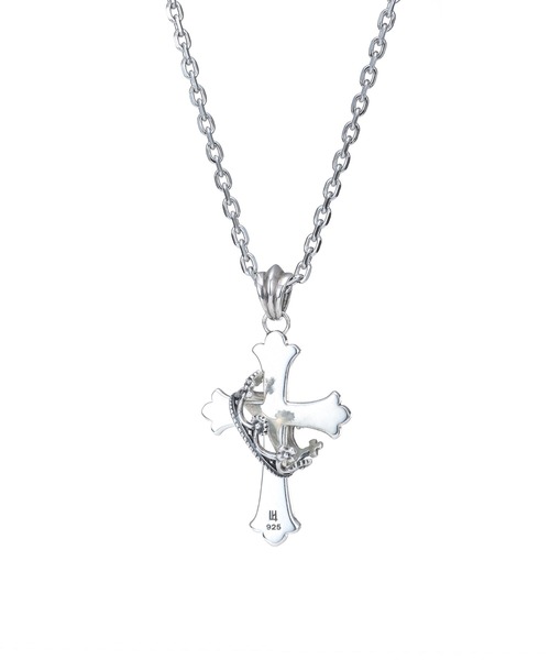 LION HEART(ライオンハート)の「“HOWL”ハイブリッドマテリアルネックレス(ハウリングクロスネックレス/S SIZE)/シルバー925&サージカルステンレス【LION HEART / ライオンハート】(ネックレス・メンズ・シルバー・50cm)」の4枚目の写真