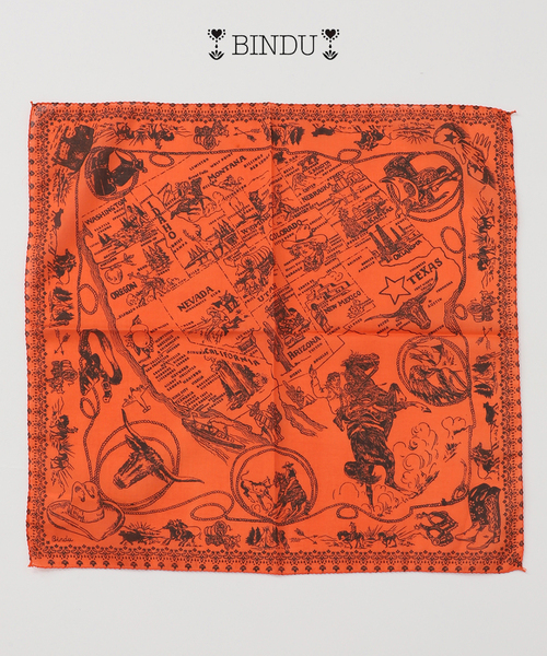 JOURNAL STANDARD relume(ジャーナルスタンダード レリューム)の「BINDU / ビンドゥー マップ バンダナ(バンダナ/スカーフ・メンズ・ブルー系その他/ブルー/オレンジ/イエロー/ブラウン/ネイビー/ライトブルー/アイボリー・FREE)」の8枚目の写真