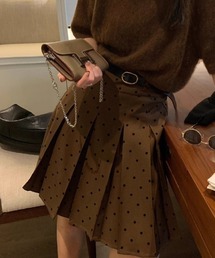ドットプリーツミディスカート