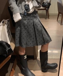 ドットプリーツミディスカート