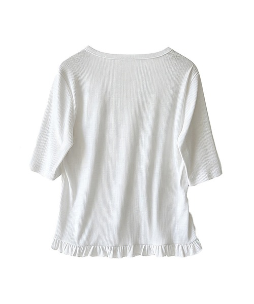 Girly Doll(ガーリードール)の「Uネック裾フリルリブTシャツ(Tシャツ/カットソー・レディース・ホワイト/ブラック・FREE)」の13枚目の写真