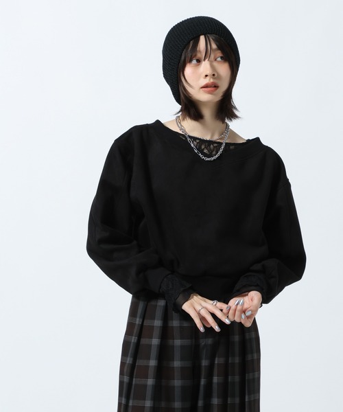 PAGEBOY（ページボーイ）の「ダイバースエードプルオーバー【セットアップ対応】（スウェット・レディース・ブラック/ブルー・FREE）」の15枚目の写真