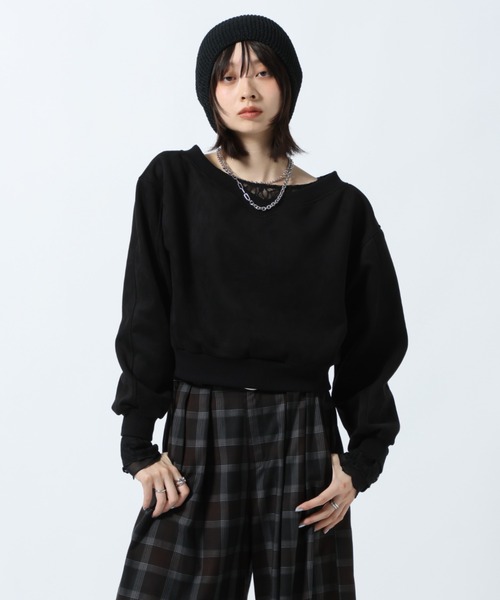 PAGEBOY（ページボーイ）の「ダイバースエードプルオーバー【セットアップ対応】（スウェット・レディース・ブラック/ブルー・FREE）」の12枚目の写真