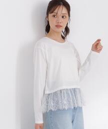 <a>レースヘム長袖Tシャツ / 1216260901