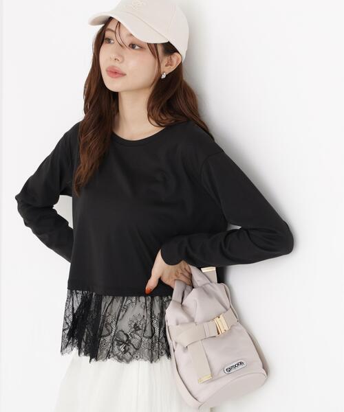 PROPORTION BODY DRESSING(プロポーションボディドレッシング)の「<a>レースヘム長袖Tシャツ / 1216260901(Tシャツ/カットソー・レディース・ホワイト/ブラック・FREE)」の2枚目の写真