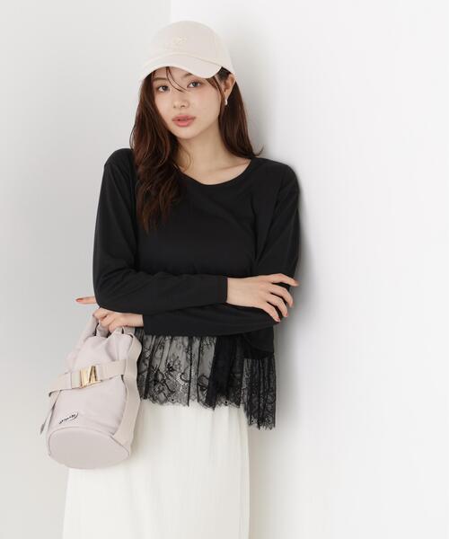 PROPORTION BODY DRESSING(プロポーションボディドレッシング)の「<a>レースヘム長袖Tシャツ / 1216260901(Tシャツ/カットソー・レディース・ホワイト/ブラック・FREE)」の3枚目の写真