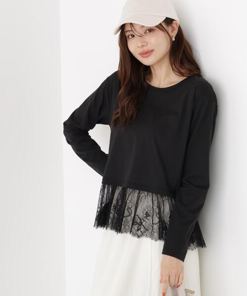 PROPORTION BODY DRESSING(プロポーションボディドレッシング)の「<a>レースヘム長袖Tシャツ / 1216260901(Tシャツ/カットソー・レディース・ホワイト/ブラック・FREE)」の4枚目の写真