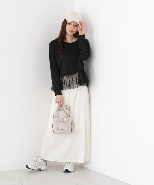 PROPORTION BODY DRESSING(プロポーションボディドレッシング)の「<a>レースヘム長袖Tシャツ / 1216260901(Tシャツ/カットソー・レディース・ホワイト/ブラック・FREE)」の5枚目の写真