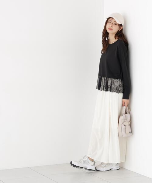 PROPORTION BODY DRESSING(プロポーションボディドレッシング)の「<a>レースヘム長袖Tシャツ / 1216260901(Tシャツ/カットソー・レディース・ホワイト/ブラック・FREE)」の6枚目の写真