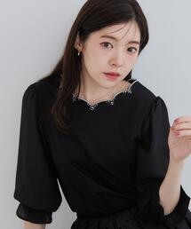 【顔まわり華やぐ・UVカット】スカラ刺繍トップス