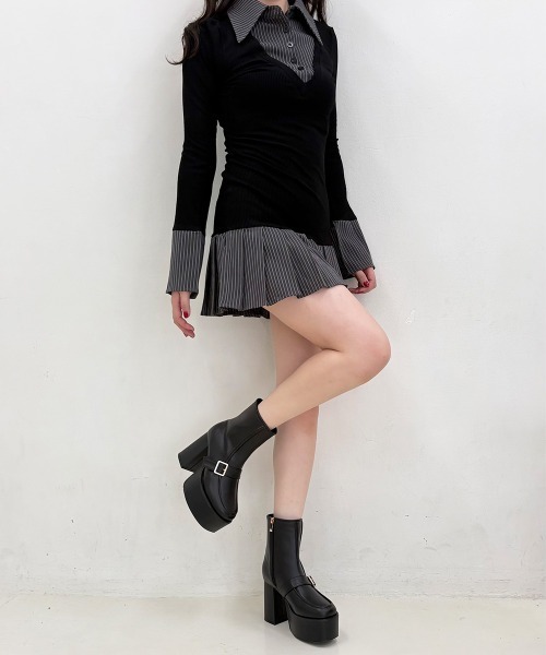 DEMETER(デメテル)の「厚底 プラットフォーム ワンベルト ショートブーツ(ブーツ・レディース・キャメル/ブラック・S/M/L/LL)」の19枚目の写真