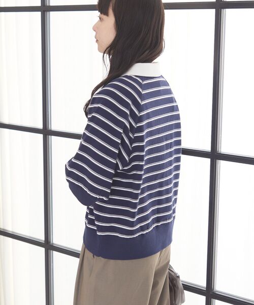 AMERICAN HOLIC（アメリカンホリック）の「衿配色5分袖ラガーシャツ（Tシャツ/カットソー・レディース・ブルー系その他2/ボルドー/杢グレー・FREE）」の17枚目の写真