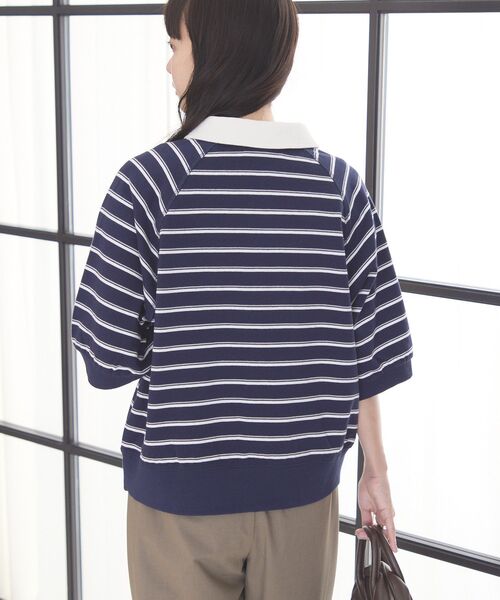 AMERICAN HOLIC（アメリカンホリック）の「衿配色5分袖ラガーシャツ（Tシャツ/カットソー・レディース・ブルー系その他2/ボルドー/杢グレー・FREE）」の18枚目の写真