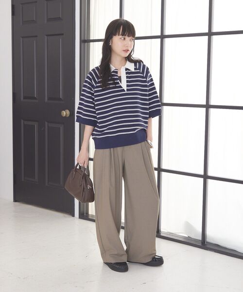 AMERICAN HOLIC（アメリカンホリック）の「衿配色5分袖ラガーシャツ（Tシャツ/カットソー・レディース・ブルー系その他2/ボルドー/杢グレー・FREE）」の19枚目の写真