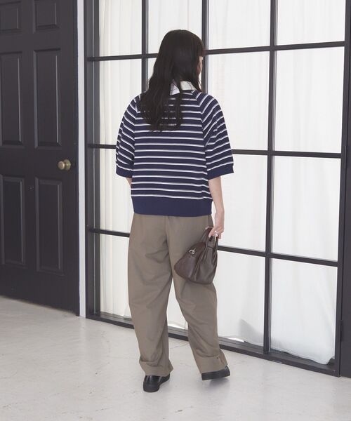 AMERICAN HOLIC（アメリカンホリック）の「衿配色5分袖ラガーシャツ（Tシャツ/カットソー・レディース・ブルー系その他2/ボルドー/杢グレー・FREE）」の21枚目の写真