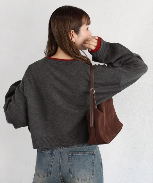 tiptop(ティップトップ)の「フェザーロゴ配色クルーカーディガン(カーディガン/ボレロ・レディース・アイボリー/チャコールグレー/ブラウン/ボルドー・FREE)」の20枚目の写真