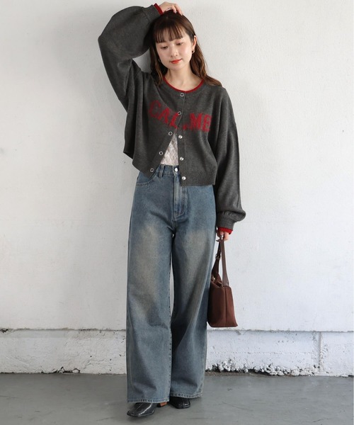 tiptop(ティップトップ)の「フェザーロゴ配色クルーカーディガン(カーディガン/ボレロ・レディース・アイボリー/チャコールグレー/ブラウン/ボルドー・FREE)」の22枚目の写真