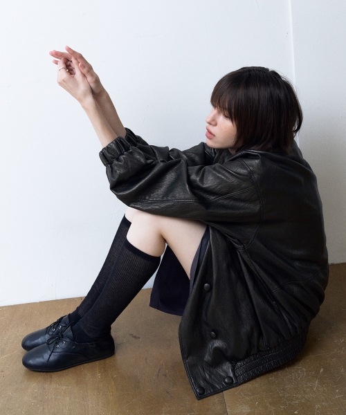 KHIHO（キホ）の「リブシェーリングオックスフォードローファー ブラック（バレエシューズ・レディース・ブラック・23cm/23.5cm/24cm/24.5cm/25cm）」の2枚目の写真