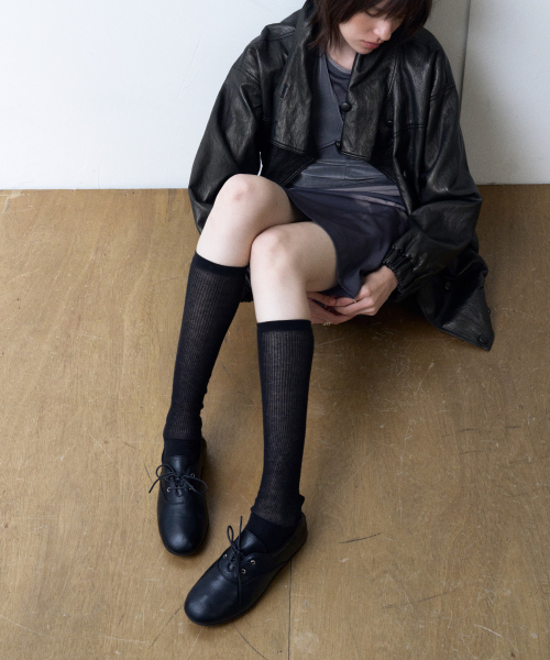 KHIHO（キホ）の「リブシェーリングオックスフォードローファー ブラック（バレエシューズ・レディース・ブラック・23cm/23.5cm/24cm/24.5cm/25cm）」の3枚目の写真
