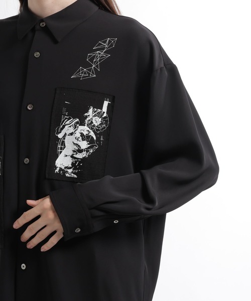 HARE(ハレ)の「ドローイングパッチシャツ/LS(HARE)(シャツ/ブラウス・メンズ・レッド・FREE)」の6枚目の写真