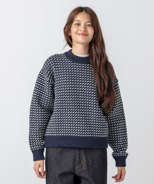 L.L.Bean(エルエルビーン)の「【JAPAN EDITION】ウェイン・セーター・バーズアイ(ニット/セーター・レディース・ブラウン/ネイビー・MEDIUM)」の3枚目の写真