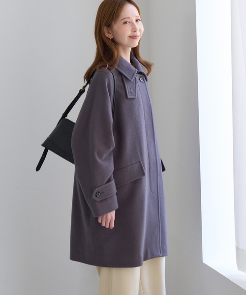 ROPE' PICNIC（ロペピクニック）の「JAPAN FABRIC スタンドカラーミドル丈 ウールコート（ステンカラーコート・レディース・ベージュ系その他2/グレー/ブラック/ダークブラウン・FREE）」の2枚目の写真