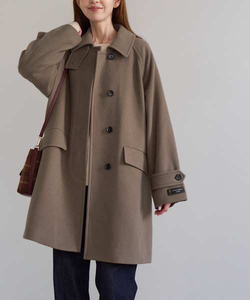 ROPE' PICNIC（ロペピクニック）の「JAPAN FABRIC スタンドカラーミドル丈 ウールコート（ステンカラーコート・レディース・ベージュ系その他2/グレー/ブラック/ダークブラウン・FREE）」の4枚目の写真