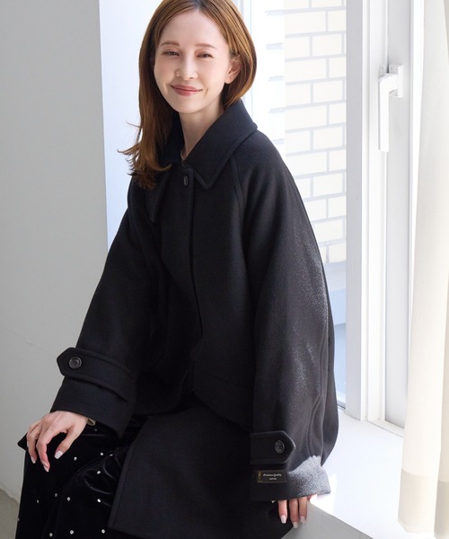 ROPE' PICNIC（ロペピクニック）の「JAPAN FABRIC スタンドカラーミドル丈 ウールコート（ステンカラーコート・レディース・ベージュ系その他2/グレー/ブラック/ダークブラウン・FREE）」の8枚目の写真