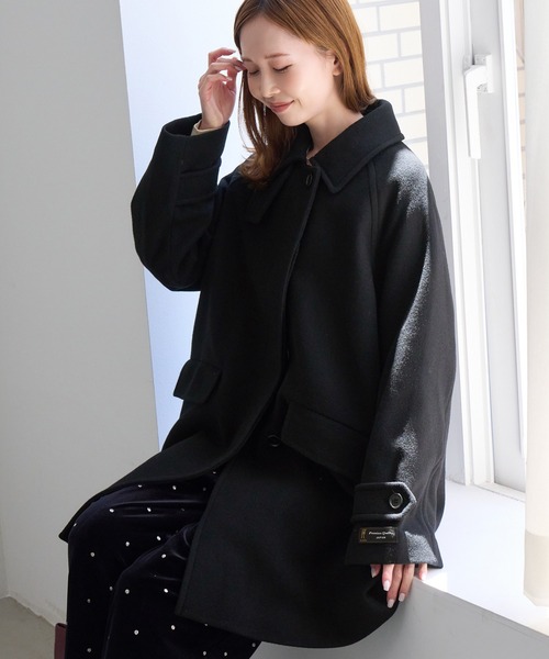 ROPE' PICNIC（ロペピクニック）の「JAPAN FABRIC スタンドカラーミドル丈 ウールコート（ステンカラーコート・レディース・ベージュ系その他2/グレー/ブラック/ダークブラウン・FREE）」の9枚目の写真