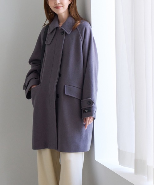 ROPE' PICNIC（ロペピクニック）の「JAPAN FABRIC スタンドカラーミドル丈 ウールコート（ステンカラーコート・レディース・ベージュ系その他2/グレー/ブラック/ダークブラウン・FREE）」の13枚目の写真