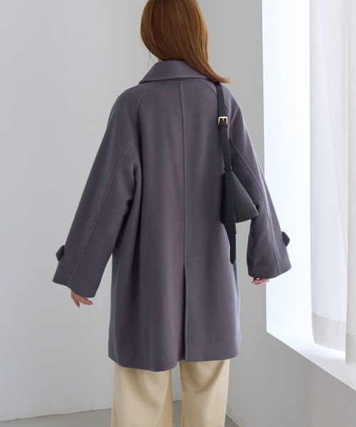 ROPE' PICNIC（ロペピクニック）の「JAPAN FABRIC スタンドカラーミドル丈 ウールコート（ステンカラーコート・レディース・ベージュ系その他2/グレー/ブラック/ダークブラウン・FREE）」の14枚目の写真