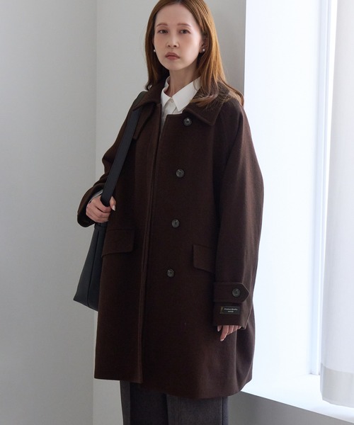 ROPE' PICNIC（ロペピクニック）の「JAPAN FABRIC スタンドカラーミドル丈 ウールコート（ステンカラーコート・レディース・ベージュ系その他2/グレー/ブラック/ダークブラウン・FREE）」の17枚目の写真