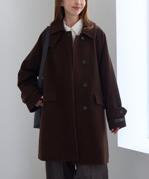 ROPE' PICNIC（ロペピクニック）の「JAPAN FABRIC スタンドカラーミドル丈 ウールコート（ステンカラーコート・レディース・ベージュ系その他2/グレー/ブラック/ダークブラウン・FREE）」の18枚目の写真