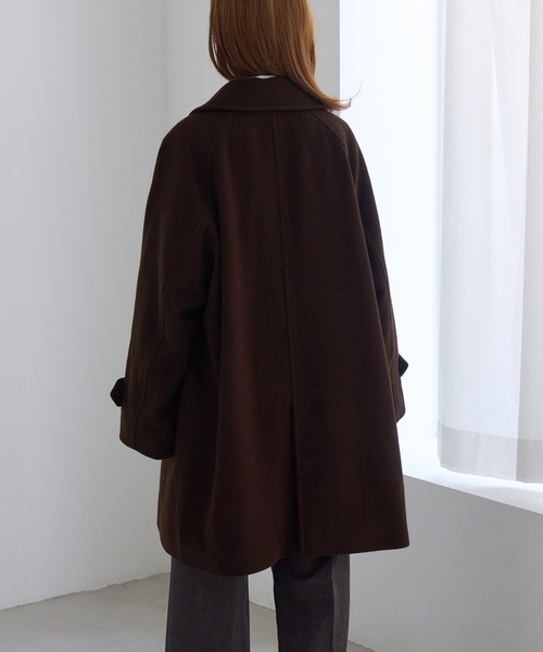 ROPE' PICNIC（ロペピクニック）の「JAPAN FABRIC スタンドカラーミドル丈 ウールコート（ステンカラーコート・レディース・ベージュ系その他2/グレー/ブラック/ダークブラウン・FREE）」の19枚目の写真