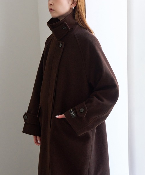 ROPE' PICNIC（ロペピクニック）の「JAPAN FABRIC スタンドカラーミドル丈 ウールコート（ステンカラーコート・レディース・ベージュ系その他2/グレー/ブラック/ダークブラウン・FREE）」の20枚目の写真