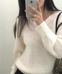 Vネック ニットトップス
