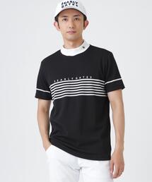 Peメッシュパネルボーダー半袖ハイネックカットソー (MENS)